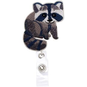 Raccoon Retractable Name Card Badge Holder Reel with Alligator Clip, 24 inches Thick Pull Cord