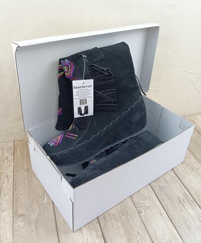 Inornever Knee High Boots for Women Moccasins Embroidered Fringe Booties Cowboy Winter Comfortable Warm Vintage Flat Heel Cowgirl Western Suede Long Snow Tassel Boots in Saudi Arabia