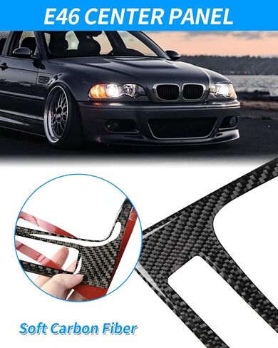 Soft Carbon Fiber Car Center Console Cover Gear Shift Panel Frame Cover Trim Sticker Compatible with BMW E46 3 Series(1998-2005) in Saudi Arabia