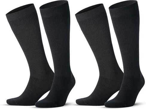 GoWith 1 Pair Unisex Merino Wool Graduated Compression Socks, 15-20 mmHg Thermal Travel Knee High Socks for Men & Women in Kuwait