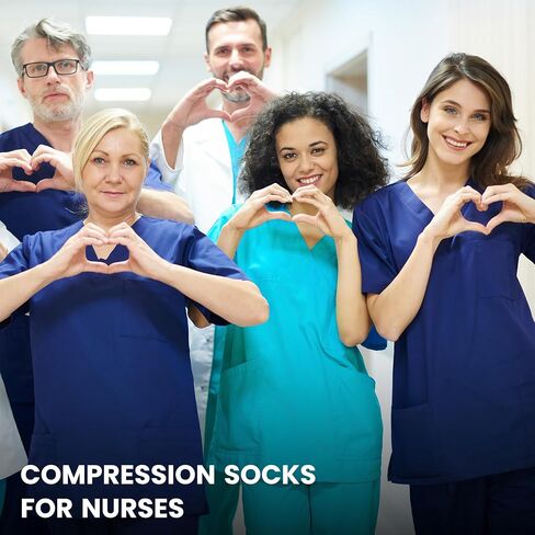 GoWith 1 Pair Unisex Merino Wool Graduated Compression Socks, 15-20 mmHg Thermal Travel Knee High Socks for Men & Women in Kuwait