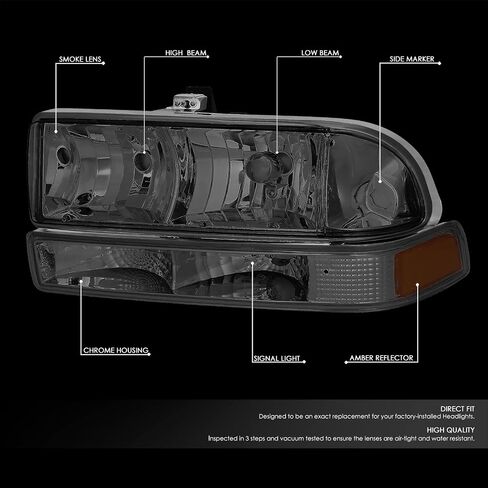 DNA MOTORING HL-OH-S10984P-BK-CL1 Black Housing Clear Corner Headlights Replacement For 98-04 Blazer S10 in Saudi Arabia