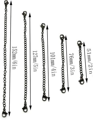 JCBIZ 5pcs Lobster Clasp Buckle Tail Chain Extension Chains 2" - 6" Double End Buckle for Necklace Bracelet Extended Chain Rope Leather Rope Accessories DIY Chain in Saudi Arabia