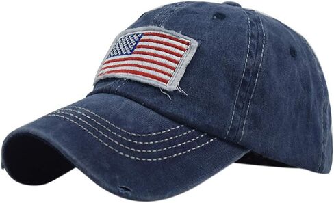 USA American Flag Embroidered Baseball Hat Washed Cotton High Ponytail Cap Unisex in Saudi Arabia