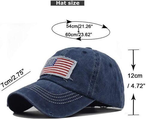 USA American Flag Embroidered Baseball Hat Washed Cotton High Ponytail Cap Unisex in Saudi Arabia