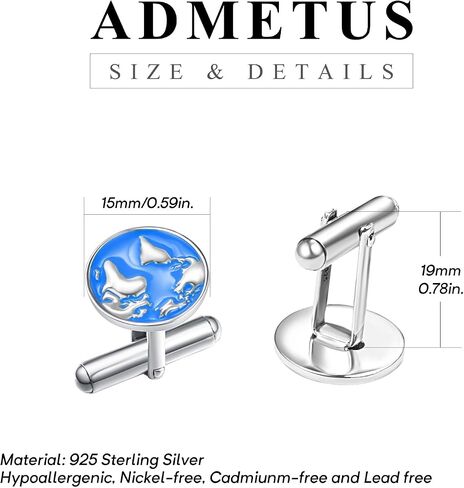 ADMETUS 925 Sterling Silver Cufflinks | Tuxedo Shirt Cufflinks Jewelry for Men Suitable for Various Occasions (1 Pair) in Kuwait