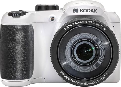 كاميرا Kodak PIXPRO White AZ255 16MP رقمية 25X زووم بصري 24 مم عدسة زاوية واسعة تثبيت الصورة البصرية 1080P Full HD Video 3 بوصة LCD كاميرا تسجيل فيديو + بطاقة 64 جيجابايت + حافظة + حامل ثلاثي + حزمة in Kuwait