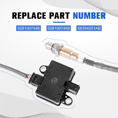 مستشعر جسيمات الديزل 12 فولت متوافق مع Ram 2500 3500 6.7L L6 ديزل 2019 2020 2021 2022 2023 2024، استبدال # 0281007448، 0281007449، 68354201AB in Kuwait