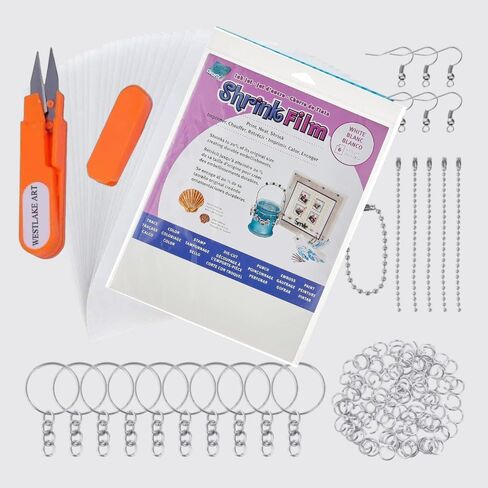 Printable Shrink Film KSF6-WIJ - 6 Inkjet Shrink Film White Sheets Printable Paper Size 8.5X11 with Bonus Embroidery Scissors, Heat Activated, Durable Custom Label Creation [Pack of 2] in Saudi Arabia