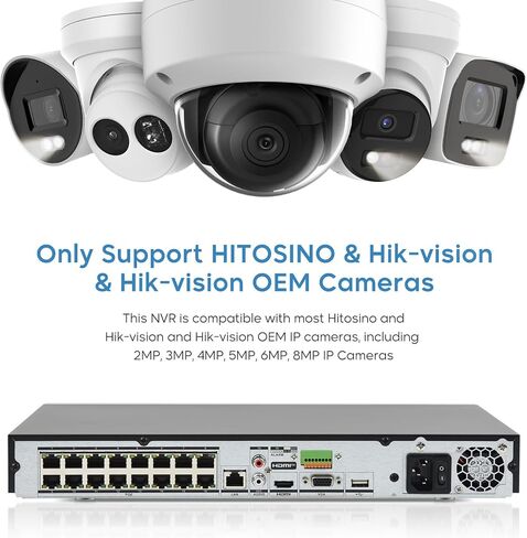 4K 16CH PoE NVR16 Channel NVR Compatible for HK/HITOSINO POE Cameras, Motion Detection 2.0, 24/7 Recording with iVMS4200, H265+, 2 SATA Up to 8TB(No HDD) in Saudi Arabia