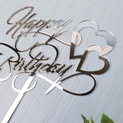 غلاف كعكة عيد ميلاد سعيد، زينة لحفلات أعياد الميلاد، مرآة من الأكريليك الفضي in Kuwait