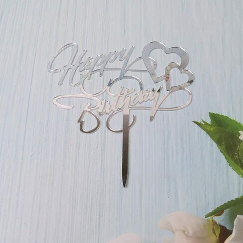 غلاف كعكة عيد ميلاد سعيد، زينة لحفلات أعياد الميلاد، مرآة من الأكريليك الفضي in Kuwait