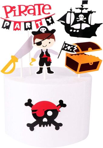 Yemenon 6 Pcs Pirate Ship Theme Cake Topper Buccaneer Theme Birthday Decororation in Saudi Arabia
