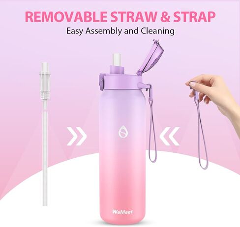 32oz Water Bottle with Removable Straw and Spout Lid Two Ways to Drink, 18/10 Stainless Steel Insulated Water Bottle, BPA-Free, Leak Proof, Double wall, for Sports, Gym in Saudi Arabia