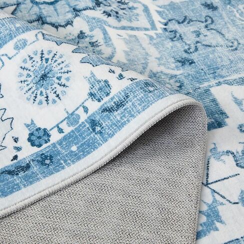 Modern Light Navy Blue Area Rug,Non Slip Colorful Big Large Carpets, Abstract Machine Washable 5x7 Rugs for Living Room and Bedroom, Soft Blue and White Rug for Dining Center in Saudi Arabia