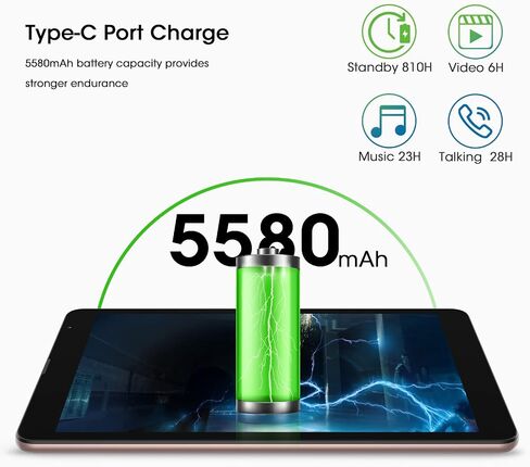 تابلت بلاك فيو 8 بوصة أندرويد تابلت 4G LTE 3 جيجابايت رام 32 جيجابايت روم 5580 مللي أمبير بطارية 1280x800 HD IPS شاشة 2.4 جيجا/5 جيجا واي فاي بلوتوث 5.0 مراقبة أبوية GMS جوجل تابلت ذهبي in Kuwait