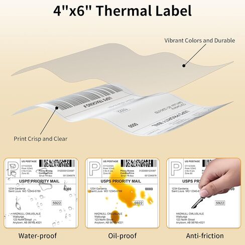 100 Sheets Fanfold Thermal Labels, 4" x 6" Direct Thermal Labels Use for Shipping, Mailing, Postage, Address Labels, Thermal Label Stickers Compatible with Most Direct Thermal Printers in Saudi Arabia