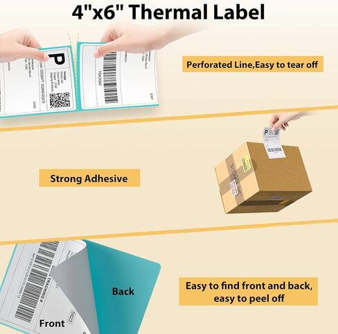 100 Sheets Fanfold Thermal Labels, 4" x 6" Direct Thermal Labels Use for Shipping, Mailing, Postage, Address Labels, Thermal Label Stickers Compatible with Most Direct Thermal Printers in Saudi Arabia