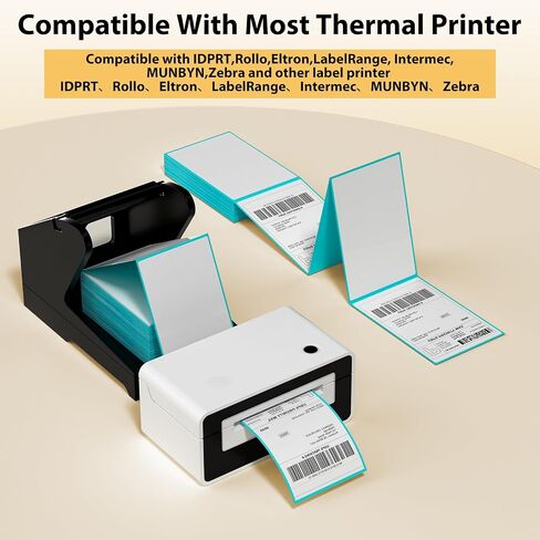 100 Sheets Fanfold Thermal Labels, 4" x 6" Direct Thermal Labels Use for Shipping, Mailing, Postage, Address Labels, Thermal Label Stickers Compatible with Most Direct Thermal Printers in Saudi Arabia