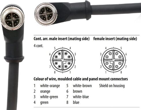 Ethernet Cable for Cognex Basler Sensor，Right Angled M12 8 Pin X-Coded RJ45 CAT 6A Gigabit Network Data High-Speed Flex Shield 10m in Kuwait