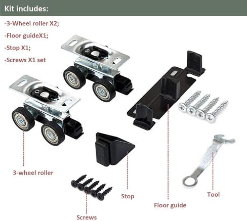 مجموعة بكرات انزلاقية لباب الجيب من DIYHD، شماعات محمل كروي بثلاث عجلات، سعة قصوى 150 رطلًا in Kuwait