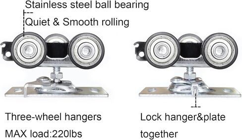 مجموعة بكرات انزلاقية لباب الجيب من DIYHD، شماعات محمل كروي بثلاث عجلات، سعة قصوى 150 رطلًا in Kuwait