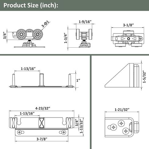 مجموعة بكرات انزلاقية لباب الجيب من DIYHD، شماعات محمل كروي بثلاث عجلات، سعة قصوى 150 رطلًا in Kuwait