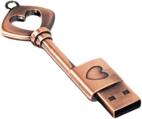 لطيف محرك فلاش USB مفتاح 64GB، Wiedeus الكلاسيكية الرجعية المعادن الذاكرة عصا على شكل قلب محركات الإبهام in Kuwait