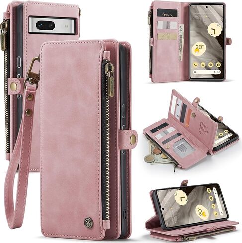 حافظة Defencase Google Pixel 7A، محفظة حجب RFID للنساء والرجال، جلد PU أنيق، قلاب مغناطيسي، حامل بطاقات، أزرق أخضر in Kuwait