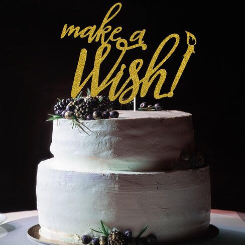 الذهب بريق جعل أمنية كعكة توبر لذكرى الزفاف / عيد ميلاد / حفلة خطوبة زينة عيد ميلاد سعيد تفجير الشموع in Kuwait