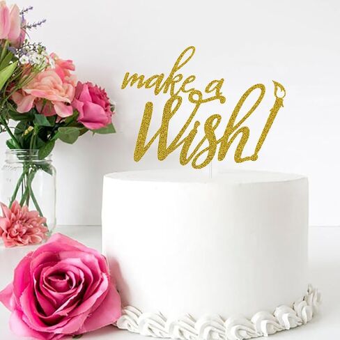 الذهب بريق جعل أمنية كعكة توبر لذكرى الزفاف / عيد ميلاد / حفلة خطوبة زينة عيد ميلاد سعيد تفجير الشموع in Kuwait