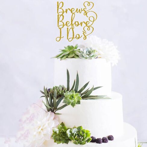أغطية الكعكة من Brews Before I Do's لحفلات العزوبية والخطوبة وحفلات الزفاف وحفلات الزفاف وزينة ذهبية لامعة in Saudi Arabia