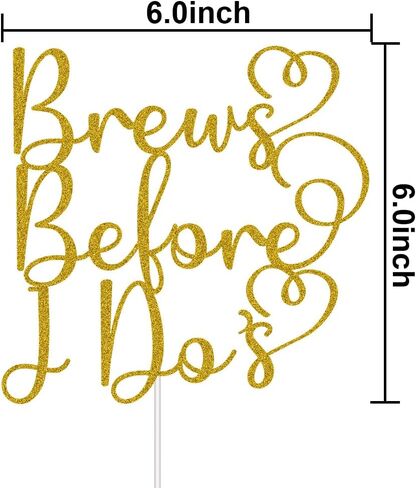 أغطية الكعكة من Brews Before I Do's لحفلات العزوبية والخطوبة وحفلات الزفاف وحفلات الزفاف وزينة ذهبية لامعة in Saudi Arabia