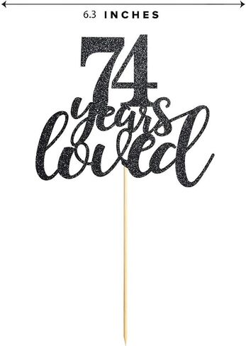 74 Black Glitter Happy 74th Birthday Cake Topper, Cheers to 74 Years Party Cake Topper Decorations, Supplies in Saudi Arabia