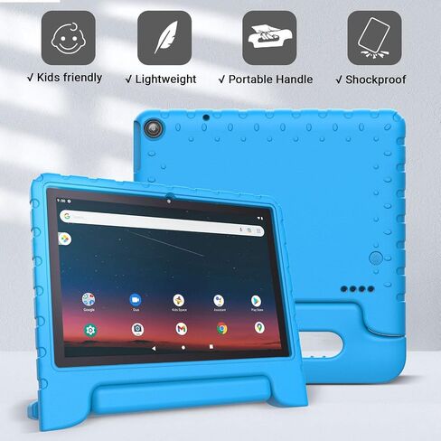 حالة الأطفال لـ Walmart Surf Onn. تابلت 10.1 بوصة 2022 الجيل 3 موديل 100071485 و100092980 غطاء حماية إسفنجي متين مقاوم للصدمات والأطفال للأولاد والبنات مع مقابض مريحة قابلة للطي، أزرق in Saudi Arabia