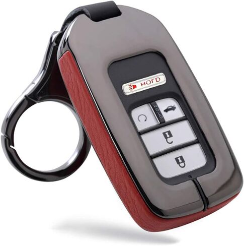 ontto Key Fob Cover Fit for Honda Accord Civic CR-V CRV Remote Key Case Holder Shell Metal Leather Key Protection with Keychain Black in Saudi Arabia