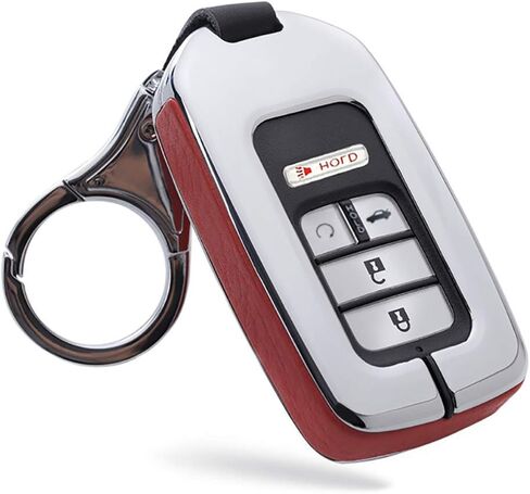 ontto Key Fob Cover Fit for Honda Accord Civic CR-V CRV Remote Key Case Holder Shell Metal Leather Key Protection with Keychain Black in Saudi Arabia