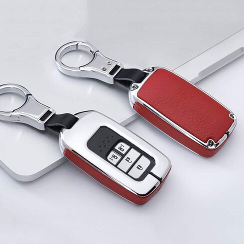 ontto Key Fob Cover Fit for Honda Accord Civic CR-V CRV Remote Key Case Holder Shell Metal Leather Key Protection with Keychain Black in Saudi Arabia