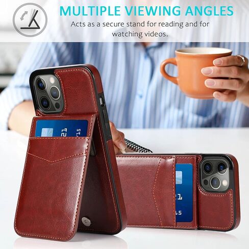 iPhone 14 Pro Wallet Case with Credit Card Holder Case for Women Men PU Leather Wallet Case for iPhone 14 Pro Case 6.1 inch (Black) in Kuwait