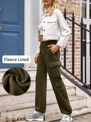 المرأة الصوف البضائع Sweatpants عالية الخصر عارضة فضفاض السراويل ركض in Saudi Arabia