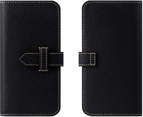 Hanatora] جراب iPhone12 ProMax Flip مع حامل بطاقة وغطاء هاتف من الجلد الأصلي، جراب أنيق عالي الجودة بدون مغناطيس للنساء والرجال، أزرق نيلي SPH-12ProMax-BlueIndigo in Kuwait