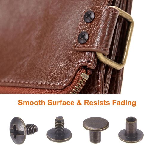 100set Round Flat Head Screws Buttons 5/16" Metal Stud Screw Rivets for DIY Leather Craft Bookbinding, Bronze in Saudi Arabia