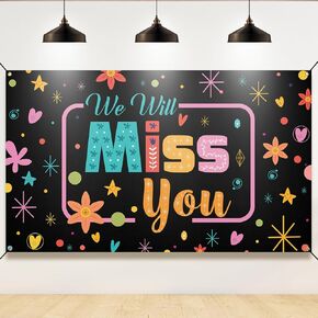 We Will Miss You Backdrop, Going Away Party Decorations, Farewell Photo Booth Props Banner for Graduation, Goodbye, Retirement Party Decorations, Sturdy, Vibrant Colors, Fabric, PHXEY