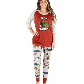 Lazyone Women's Soft Casual Pajama Leggings and Tall Tee Sets With Cute Fun Prints