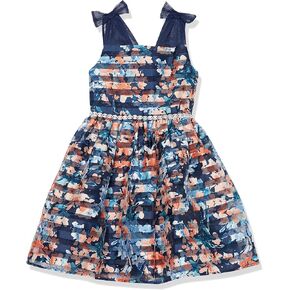 Speechless Girls' Sleeveless Shadow Stripe Organza Party Dress