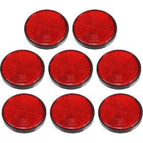 X AUTOHAUX 8 Pcs Round Stick-on Safety Spoke Reflective Self Adhesive Reflector for Gate Posts Cars Trailer Motorcycle Trucks Boat Bicycle Bike Red