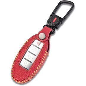 for Nissan Key Fob Cover with Keychain Leather Car Smart Key Case Protector Holder for Nissan Rogue Titan Pathfinder Altima Kicks Murano Frontier Armada Maxima Infiniti (Gray)