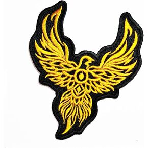 Beautiful Yellow Phoenix Tattoo Biker Embroidered Patch Ideal for adorning Your Jeans, Hats, Bags, Jackets and Shirts.