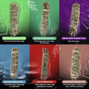 Sage Sticks Cleansing and Healing - 6 Mountain Sage Smudge Sticks For Cleansing - Smudging Sage Bundles To Cleanse Home - Sage Smudge Kit Home Cleansing - Burning Sage for Cleansing Negative Energy