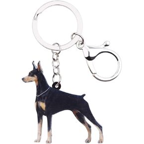 Acrylic Doberman Dog Keychain Pet Keyring Cute Jewelry For Women Girls Bag Car Wallet